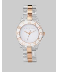 Marc By Marc Jacobs | Metallic Blade Rose Goldplated and Clear Link Bracelet Watch | Lyst
