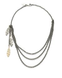 Elizabeth and James | Metallic Feather Three Strand Chain Necklace | Lyst