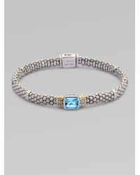 Lagos | Blue Topaz Sterling Silver 18k Yellow Gold Bracelet | Lyst