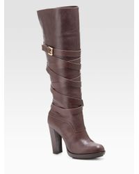 MICHAEL Michael Kors | Brown Greenwich Belted Tall Boots | Lyst