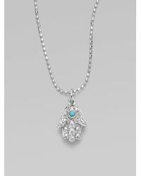 Sydney Evan | Diamond 14k White Gold Hamsa Necklace | Lyst