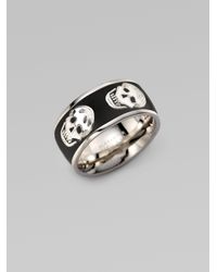 Alexander McQueen | Black Enamel Skull Band Ring | Lyst