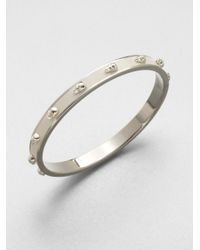 Alexander McQueen | White 3d Enamel Skull Small Bangle Bracelet/silvertone | Lyst
