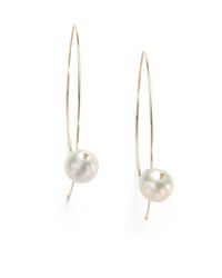 Mizuki | Metallic Pearl & 14k Yellow Gold Marquis Hoop Earrings | Lyst