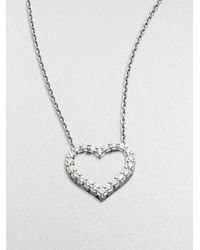 Roberto Coin | Metallic Tiny Treasures Diamond & 18k White Gold Open Heart Necklace | Lyst