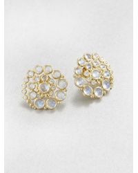Temple St. Clair | Metallic Royal Blue Moonstone, Diamond & 18k Yellow Gold Spiral Button Earrings | Lyst