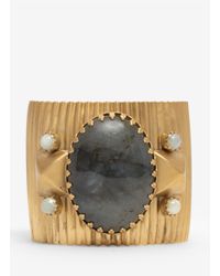 Ela Stone | Metallic Large Stone Brass Cuff | Lyst