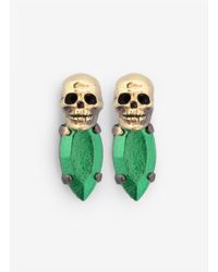 Iosselliani | Green Stone And Skull Earrings | Lyst