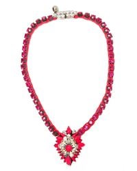 Shourouk | Pink Theresa Crystal Embellished Necklace | Lyst