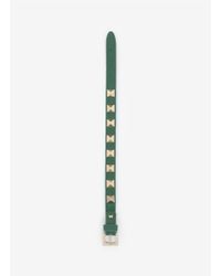 Valentino | Green Rock-stud Thin Leather Bracelet | Lyst