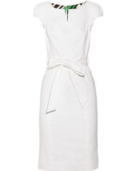 MILLY | White Haley Belted Linen-blend Dress | Lyst