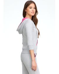 contrast raglan bebe hoodie gray grey