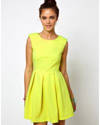 neon green skater dress