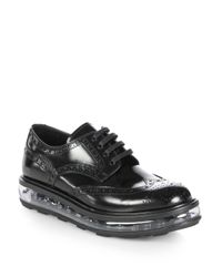 Prada | Black Creeper Spazzolato Leather Laceup Oxfords | Lyst