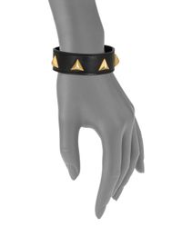 Saint Laurent | Black Studded Narrow Leather Bracelet | Lyst
