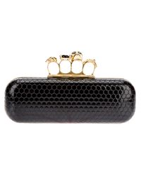 alexander mcqueen black skull clutch