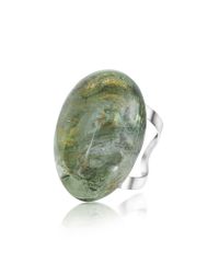 Antica Murrina - Metallic Drop Oval Murano Glass Ring - Lyst
