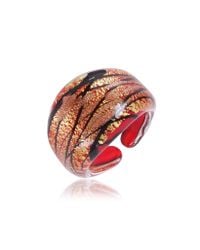 Antica Murrina - Laguna Red Gold Black Murano Glass Ring - Lyst