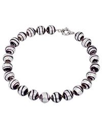 Antica Murrina | Metallic Giada Black Silver Murano Glass Bead Necklace | Lyst