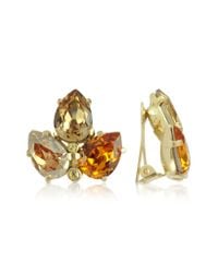 AZ Collection - Orange Amber Crystal Clip-on Earrings - Lyst