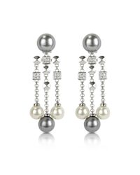 AZ Collection | White Glass Pearl Drops Clip On Earrings | Lyst