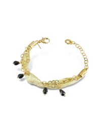 Daco Milano - Metallic Onyx Drops Multi-strand Sterling Silver Lace Bracelet - Lyst