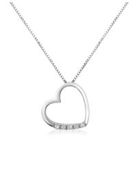 FORZIERI - Metallic 0.03 Ct Diamond Floating Heart 18k Gold Necklace - Lyst