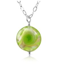 House of Murano - Metallic Vortice - Lime Murano Glass Swirling Bead Sterling Silver Necklace - Lyst