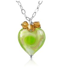 House of Murano - Metallic Vortice - Lime Murano Glass Swirling Heart Sterling Silver Necklace - Lyst