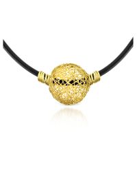 Orlando Orlandini - Arianna - 18k Yellow Gold Wire Pendant Rubber Necklace - Lyst