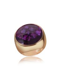 Rebecca - Metallic Tropezienne - Round Amethyst Hydrothermal Stone Ring - Lyst