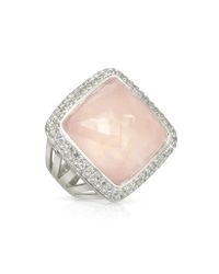 Sho London - Metallic 18k Gold V-seal Rose Quartz Victoria Ring - Lyst