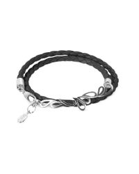 Sho London - Black Mari Friendship - Sterling Silver & Leather Double Bracelet - Lyst
