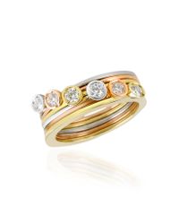 Torrini - Metallic Bezel-set Diamond Three-tone 18k Gold Stackable Ring - Set Of Six - Lyst