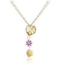 Torrini - Metallic Pothos Amethyst and Diamond Flower 18k Gold Necklace - Lyst