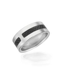 Zoppini - Black Zo Dark - Carbon Fiber & Stainless Steel Band Ring - Lyst