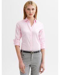 pink sateen fitted banana republic shirt iron non