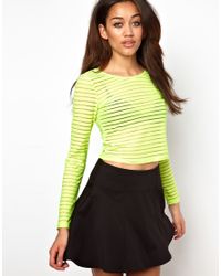 mesh yellow crop top