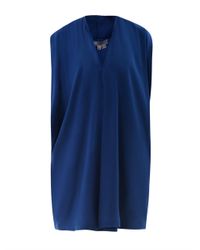 Vince Double Vneck Silk Dress in Blue | Lyst