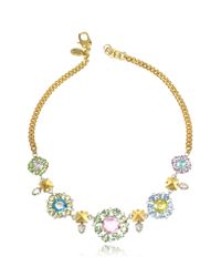 Juicy Couture - Metallic Rhinestone Flower Bib Necklace - Lyst