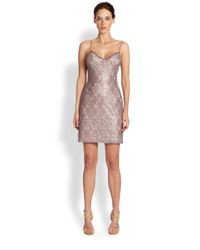 Lyst - Aidan Mattox Beaded Brocade Dress in Metallic