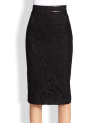 Burberry | Black Lace Fishtail Pencil Skirt | Lyst