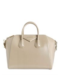 Givenchy Medium Antigona Shiny Smooth Leather Bag in Beige (Natural) - Lyst