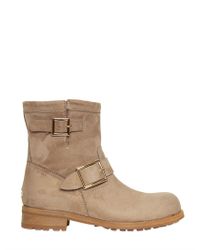 Jimmy Choo Natural 30mm Shearling Low Biker Boots