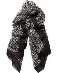 Saint Laurent - Black Etamine Cashmere and Silkblend Scarf - Lyst