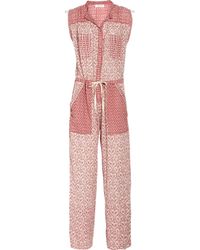 Étoile Isabel Marant Heko Printed Cotton-voile Jumpsuit in Red - Lyst
