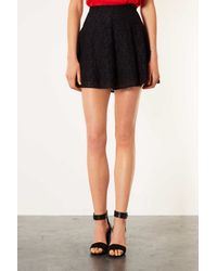 Lyst - Topshop Black Lace Skater Skirt in Black