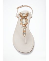 Bebe Cora Jewel Flat Sandals In Natural White Lyst Bebe Cora Jewel Flat Sandals In Natural White Lyst
