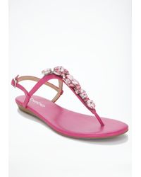 Bebe Cora Jewel Flat Sandals In Pink Lyst