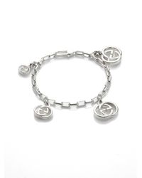 Gucci | Metallic Double G Sterling Silver Graduated Charm Bracelet | Lyst
